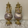 Pair 19th Century French Louis XVI Marble & Bronze D'Or Cassolettes