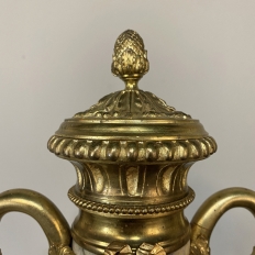 Pair 19th Century French Louis XVI Marble & Bronze D'Or Cassolettes