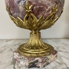 Pair 19th Century French Louis XVI Marble & Bronze D'Or Cassolettes