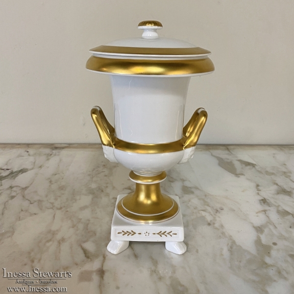Antique Empire Style Gilded Mantel Urn