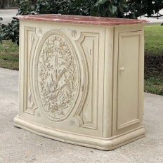 19th Century French Louis XVI Marble Top Painted Counter ~ Bar
