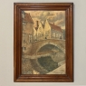 Antique Framed Charcoal & Watercolor of a Baroque Village by Alfred Martin, Dated 1914
