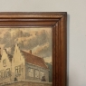 Antique Framed Charcoal & Watercolor of a Baroque Village by Alfred Martin, Dated 1914