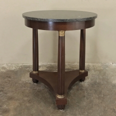 19th Century French Empire Round Marble Top End Table