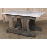 Rustic Industrial authentic work table with cast stone top