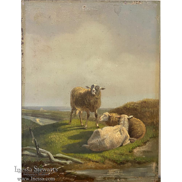 19th Century Oil Painting on Board by Maes