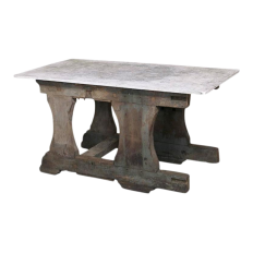 Rustic Industrial authentic work table with cast stone top