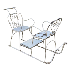 Antique Wrought Iron Sleigh in Country French Style