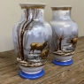 Pair Antique Hand-Painted Opaline Vases