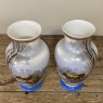 Pair Antique Hand-Painted Opaline Vases