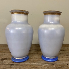 Pair of 19th C. French Hand-Painted Limoges-Style Vases with Sheep Scenes