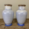 Pair Antique Hand-Painted Opaline Vases