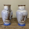 Pair Antique Hand-Painted Opaline Vases