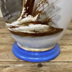 Pair Antique Hand-Painted Opaline Vases