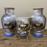 Pair Antique Hand-Painted Opaline Vases