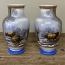 Pair of 19th C. French Hand-Painted Limoges-Style Vases with Sheep Scenes