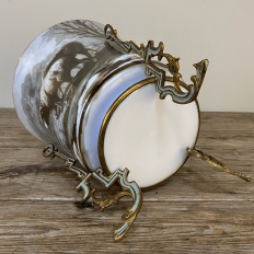 19th Century French Limoges-Style Hand Painted Porcelain Jardinière with Enameled Mounts