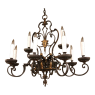 Antique Country French Wrought Iron Chandelier