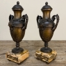 Pair 19th Century French Louis XVI Mantel Urns on Marble Bases