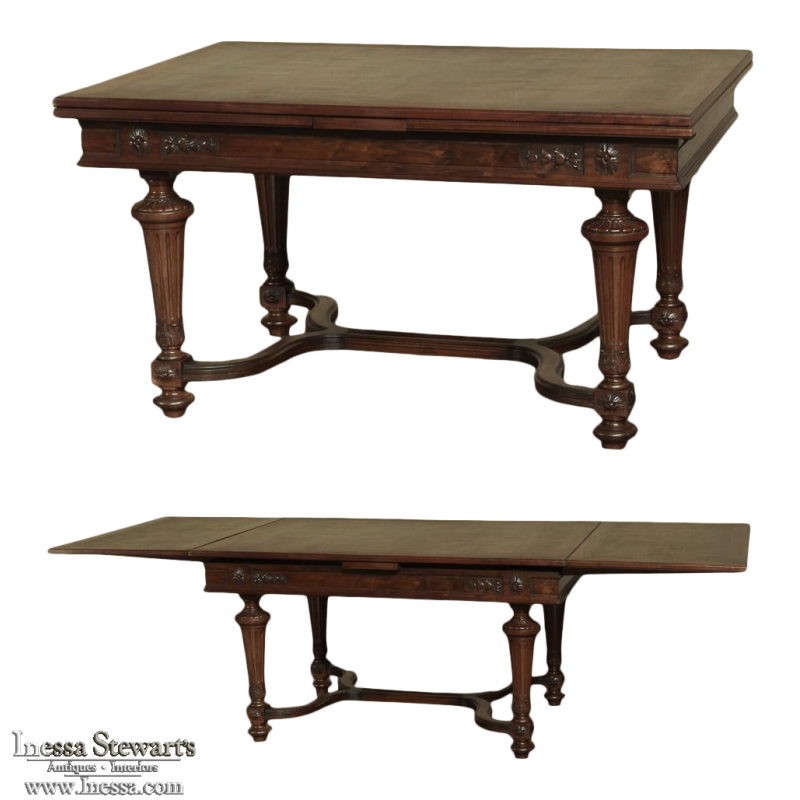Antique French Louis Xvi Walnut Draw, Table Leaves Or Leafs