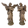 Pair 18th Century French Hand Carved Wood Angels