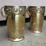 Pair Art Deco Embossed Brass Vases by Wumak