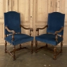 Pair Antique French Louis XIV Walnut Armchairs