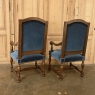 Pair Antique French Louis XIV Walnut Armchairs