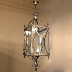 Palladio Lantern Chandelier in Brass with Beveled Glass