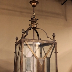 Palladio Lantern Chandelier in Brass with Beveled Glass