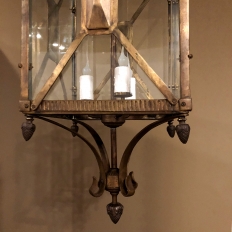 Palladio Lantern Chandelier in Brass with Beveled Glass