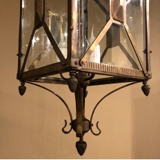 Palladio Lantern Chandelier in Brass with Beveled Glass