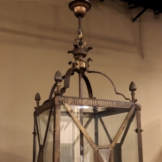 Palladio Lantern Chandelier in Brass with Beveled Glass