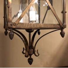 Palladio Lantern Chandelier in Brass with Beveled Glass