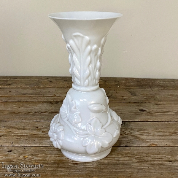 Antique French White Opaline Flower Vase