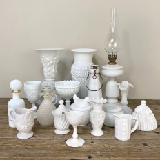 Antique French White Opaline Flower Vase