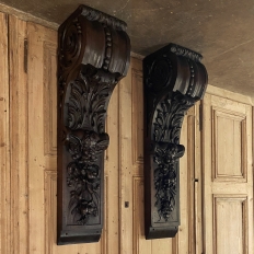 Pair 19th Century French Louis XIV Hand-Carved Pilasters