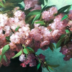 Antique Framed Oil Painting on Canvas ~ Floral Still Life by E. Devos