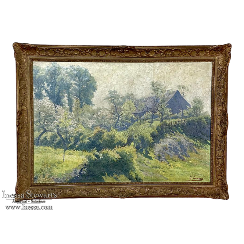 Antique Framed Oil Painting on Canvas by Louis Loncin (1875-1946)