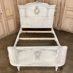 Antique French Walnut Louis XVI Painted Queen Bed