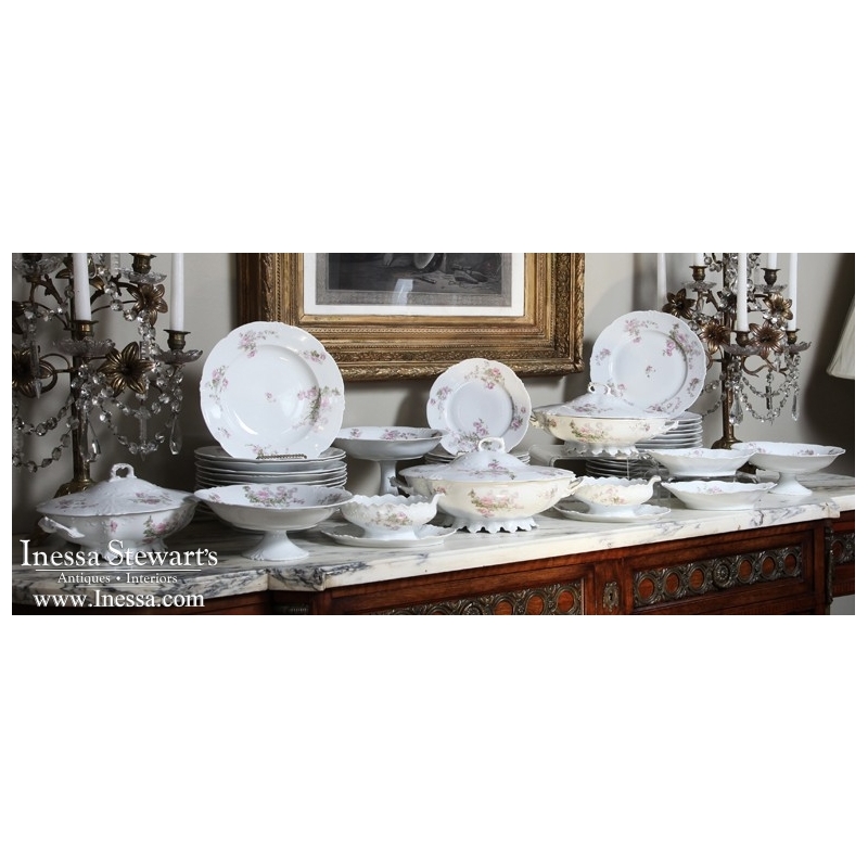 Grand Floral Design Porcelain China with 58 Piece set by Habsburg, Austria 