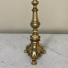 19th Century Cast Bronze French Gothic Candlestick