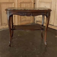 19th Century French Louis XV Walnut End Table with Jasper Stone Top