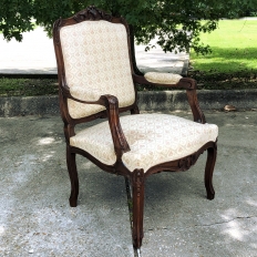Pair 19th Century French Regence Walnut Armchairs ~ Fauteuils