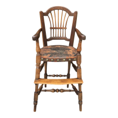 Rare 18th Century Country French Walnut Child's High Chair