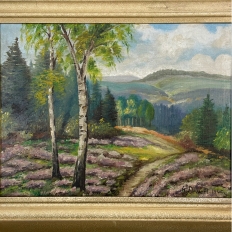 Vintage Framed Oil Painting on Canvas By F. Dewert, dated 1945
