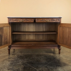 19th Century French Walnut Louis XVI Marble Top Buffet