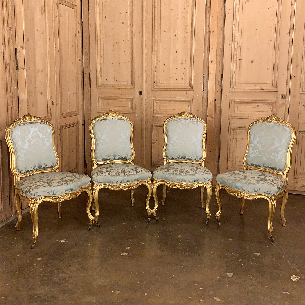 Set of Four Louis XV Style Upholstered Dining Chairs - Browse or