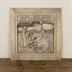 Pair Antique French Carved Wood Painted Panels