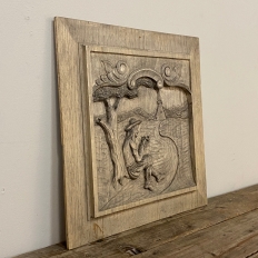 Pair Antique French Carved Wood Painted Panels